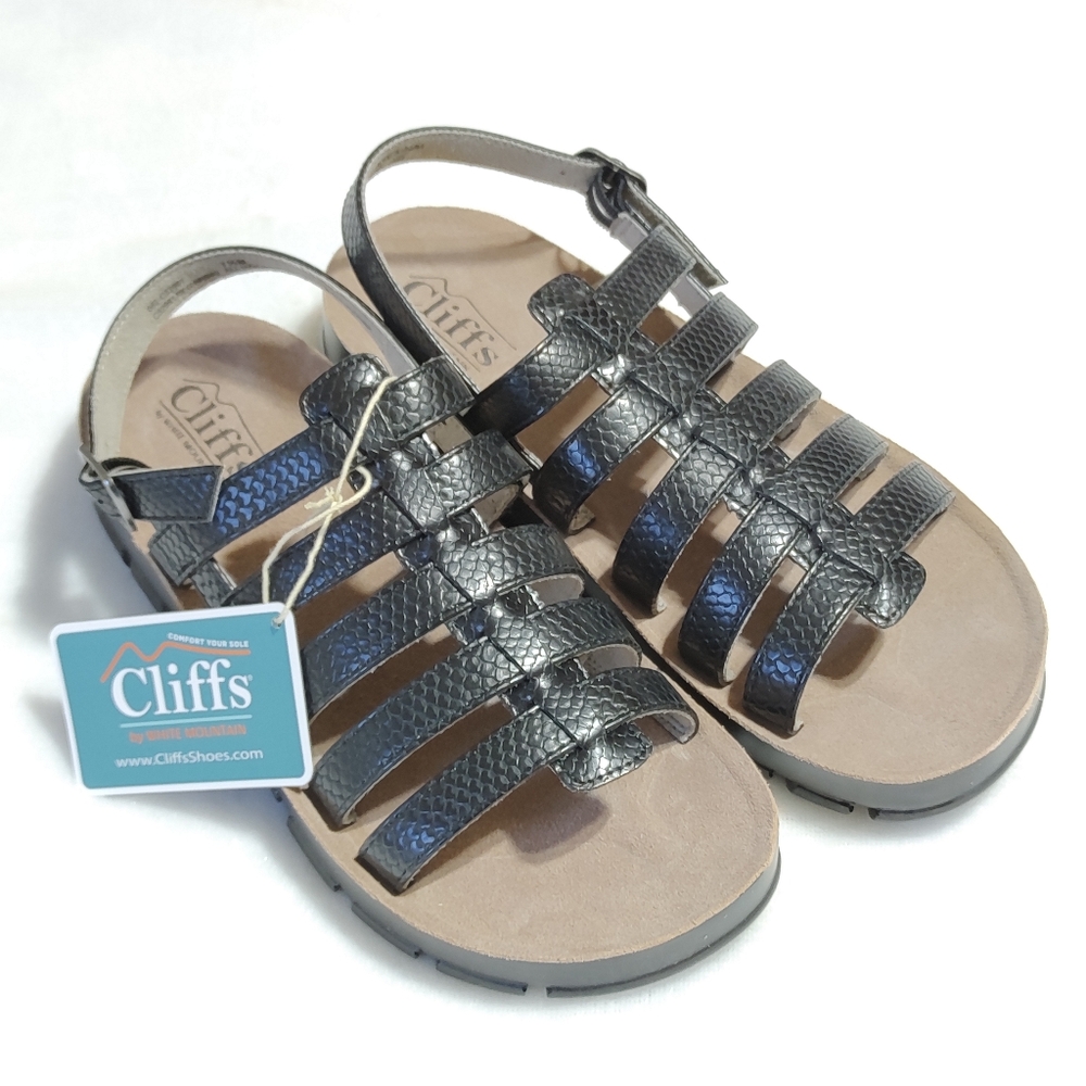 Cliffs By White Mountain Black 7.5M Strappy Gladiator Sandals Beginning Style